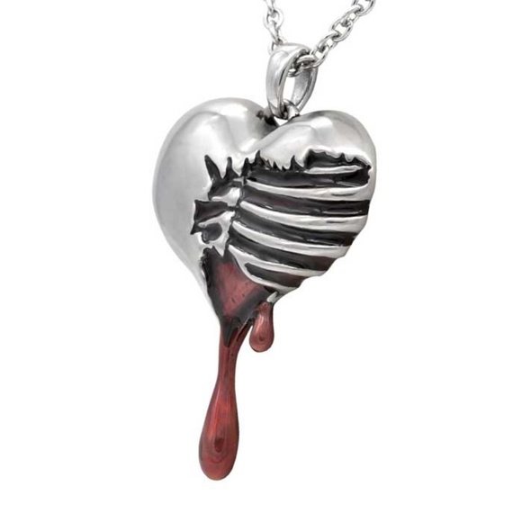 Bleeding Heart Necklace SST Pendant NWT - Picture 2 of 6